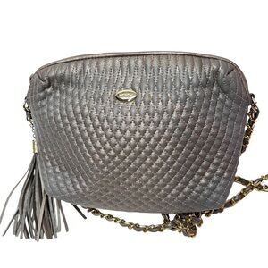 KOSCHI Women's Handbag PUrse Silver with Tassel and Chain Shoulder Strap